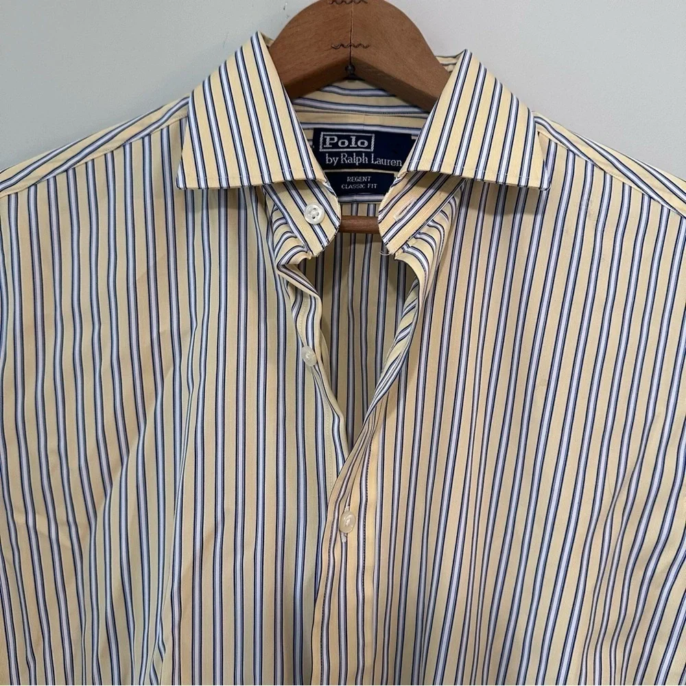 POLO Ralph Lauren Regent Classic Fit Yellow & Blue Striped Button Down Shirt